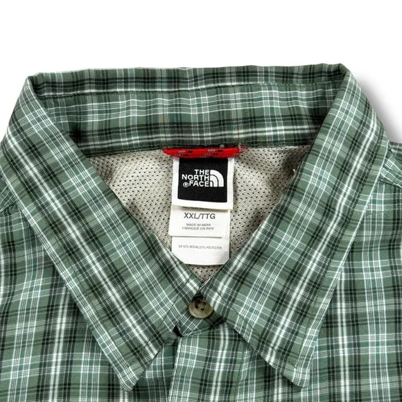 The North Face Shirt Mens Size XXL Green Plaid Short Sleeve Button Down - Picture 4 of 8